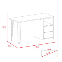 Escritorio Owen, Castaño y Blanco, con Dos Cajones Multiusos