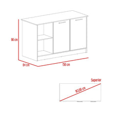 Barra de Cocina Samara, Blanco y Macadamia, con Tres Entrepaños