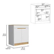 Gabinete Inferior Soler, Blanco y Macadamia, Incluye Meson en Madera