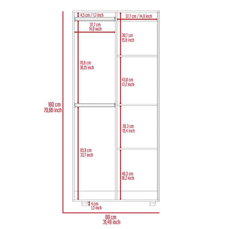 Closet Tera, Wengue, Dos Puertas Abatibles y Dos Tubos Cromados ZF