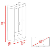 Closet Houston, Positano y Wengue, Con Tres Puertas Batientes y Dos Cajones Con Amplio Espacio De Almacenamiento