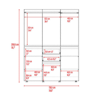 Closet Siruela 150, Bardolino y Blanco, con Seis Puertas y Gran Capacidad de Almacenamiento