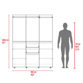 Closet Siruela 150, Bardolino y Blanco, con Seis Puertas y Gran Capacidad de Almacenamiento