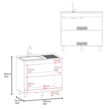 Gabinete Inferior Cantabria, Roble Gris, con dos Puertas Abatibles- Mesón Izquierdo y Grifería ZF