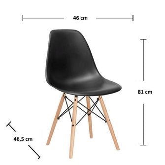 Combo Comedor rectangular 4p (75x110x70) Amaretto + 4 sillas negras