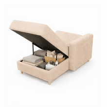 Sala Sofa Cama Reclinable 70x76x86cm + Puff + Mesa de Centro N Beige/Blanca