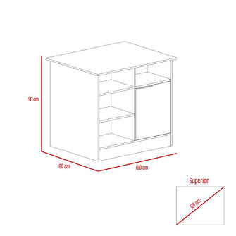 Mueble Multiusos Indivar, Piedra y Macadamia, con Dos Puertas y Manijas Metálicas