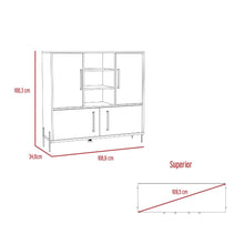 Mesa Auxiliar Roust, Café Claro, con Cuatro Puertas y Amplio Espacio de Almacenamiento