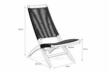 Set de 4 Sillas Plegable de Madera para Exterior Lomy, Negro, sin Brazos