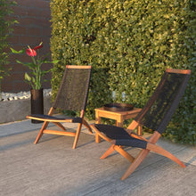 Set de 4 Sillas Plegable de Madera para Exterior Lomy, Negro, sin Brazos