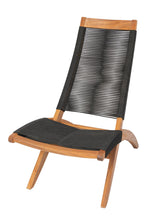 Set de 4 Sillas Plegable de Madera para Exterior Lomy, Negro, sin Brazos