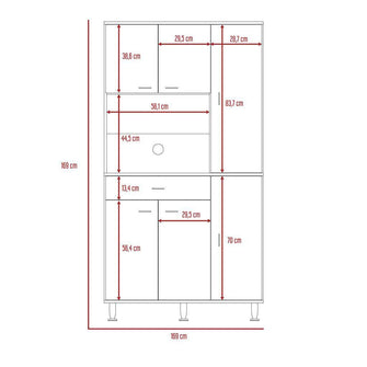 Mueble Multiusos Huzy, Wengue y Blanco, con Amplia Capacidad de Almacenamiento