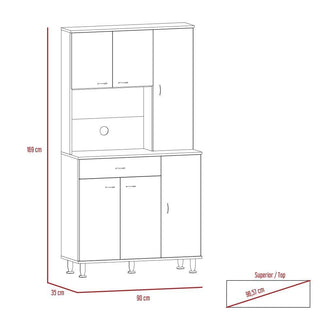 Mueble Multiusos Huzy, Wengue y Blanco, con Amplia Capacidad de Almacenamiento