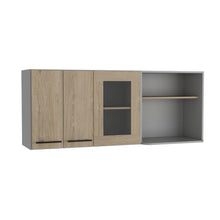 Gabinete Superior Frelloc, Beige y Gris, con Dos Puertas y Espacio Para Ubicar Microondas ZF