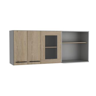 Gabinete Superior Frelloc, Beige y Gris, con Dos Puertas y Espacio Para Ubicar Microondas ZF