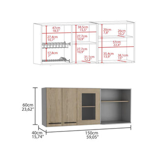 Gabinete Superior Frelloc, Beige y Gris, con Dos Puertas y Espacio Para Ubicar Microondas ZF