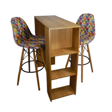 Combo Barra Auxiliar Madrid Fresno (101x100x40)+2 sillas Bar Eames Colors