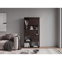 Biblioteca Anya, Nogal, con 7 Compartimentos y 3 Puertas Abatibles ZF