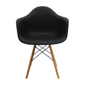 Kit por 2 Silla Eames Con Brazos Patas en Madera - Negra