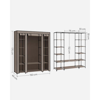 Closet Falts, Gris Pardo, Variedad de Entrepaños en Tela