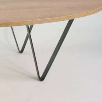 Mesa De Centro Ovalada 36x120x60cm Amaretto Pata Metalica