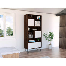 Biblioteca Lara, Caoba y Blanco, con Tres Puertas con Apertura Push