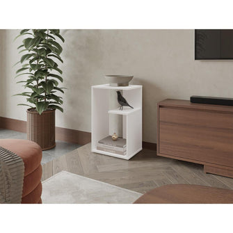 Mesa de Noche Evert, Blanco Duqueza Y Blanco Kronos, con diseño moderno y espacio para ubicar objetos ZF