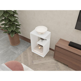 Mesa Auxiliar Evert, Blanco Duqueza Y Blanco Kronos, con diseño moderno y espacio para ubicar objetos ZF