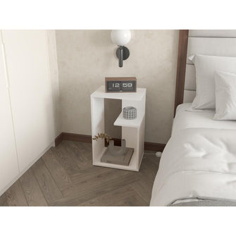 Mesa de Noche Evert, Blanco Duqueza Y Blanco Kronos, con diseño moderno y espacio para ubicar objetos ZF