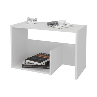 Mesa Auxiliar Evert, Blanco Duqueza Y Blanco Kronos, con diseño moderno y espacio para ubicar objetos ZF