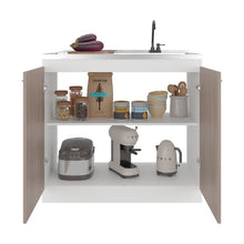 Gabinete Inferior Cantabria, Kronos Blanco y Bardolino, con dos Puertas Abatibles- Mesón derecho y Grifería ZF