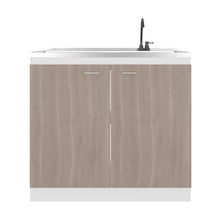 Gabinete Inferior Cantabria, Kronos Blanco y Bardolino, con dos Puertas Abatibles- Mesón derecho y Grifería ZF