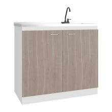 Gabinete Inferior Cantabria, Kronos Blanco y Bardolino, con dos Puertas Abatibles- Mesón derecho y Grifería ZF