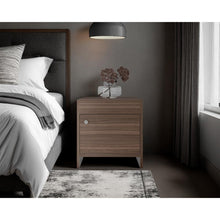 Mesa de Noche Tutto, Avellana y Blanco, con Cajón Para Guardar Objetos Ideal Para Espacios Reducidos X2