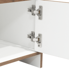 Mesa de Noche Tutto, Nogal y Blanco, con Cajón Para Guardar Objetos Ideal Para Espacios Reducidos X2