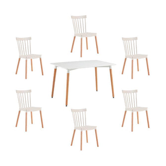Comedor Velasca, Blanco y Café Claro, Incluye 6 sillas