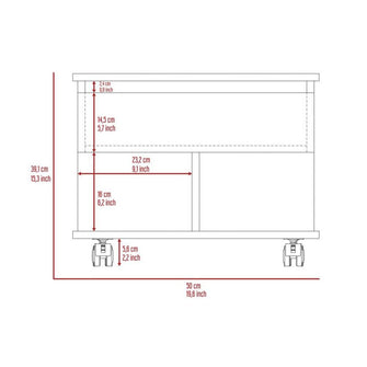 Mesa de Centro Salento, Blanco y Café Claro, con Espacio Extensible y Rodachinas de Freno ZF