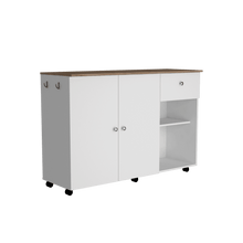 Barra de Cocina Victory, Blanco y Café Claro, con Rodachines    ZF