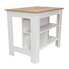 Barra de Cocina Cala, Blanco Duqueza y Café Claro, con Amplia Superficie En La Mesa