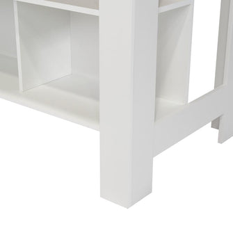 Barra de Cocina Cala, Blanco Duqueza y Café Claro, con Amplia Superficie En La Mesa