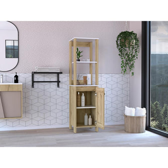 Mueble Auxiliar de Baño Aqua, Blanco Duqueza y Café Claro,  con amplio espacio de almacenamiento