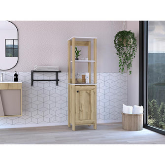 Mueble Auxiliar de Baño Aqua, Blanco Duqueza y Café Claro,  con amplio espacio de almacenamiento