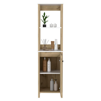 Mueble Auxiliar de Baño Aqua, Blanco Duqueza y Café Claro,  con amplio espacio de almacenamiento