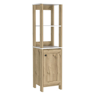 Mueble Auxiliar de Baño Aqua, Blanco Duqueza y Café Claro,  con amplio espacio de almacenamiento
