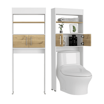 Gabinete de Baño Aqua 5, Café Claro y Blanco Duqueza , con Dos Puertas Para Su Almacenamiento X2