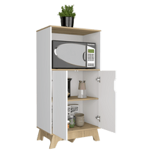 Mueble Auxiliar Lirio, Blanco Duqueza y Café Claro, con Espacio para Microondas ZF