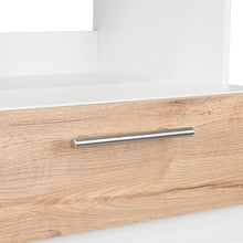 Módulo Microondas Prada 2, Café Claro y Blanco, con Rodachinas y Variedad de Entrepaños Fld