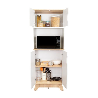 Modulo Microondas Andra, Blanco y Café Claro, con Cuatro Puertas Batientes