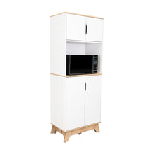 Modulo Microondas Andra, Blanco y Café Claro, con Cuatro Puertas Batientes