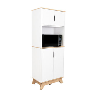 Modulo Microondas Andra, Blanco y Café Claro, con Cuatro Puertas Batientes